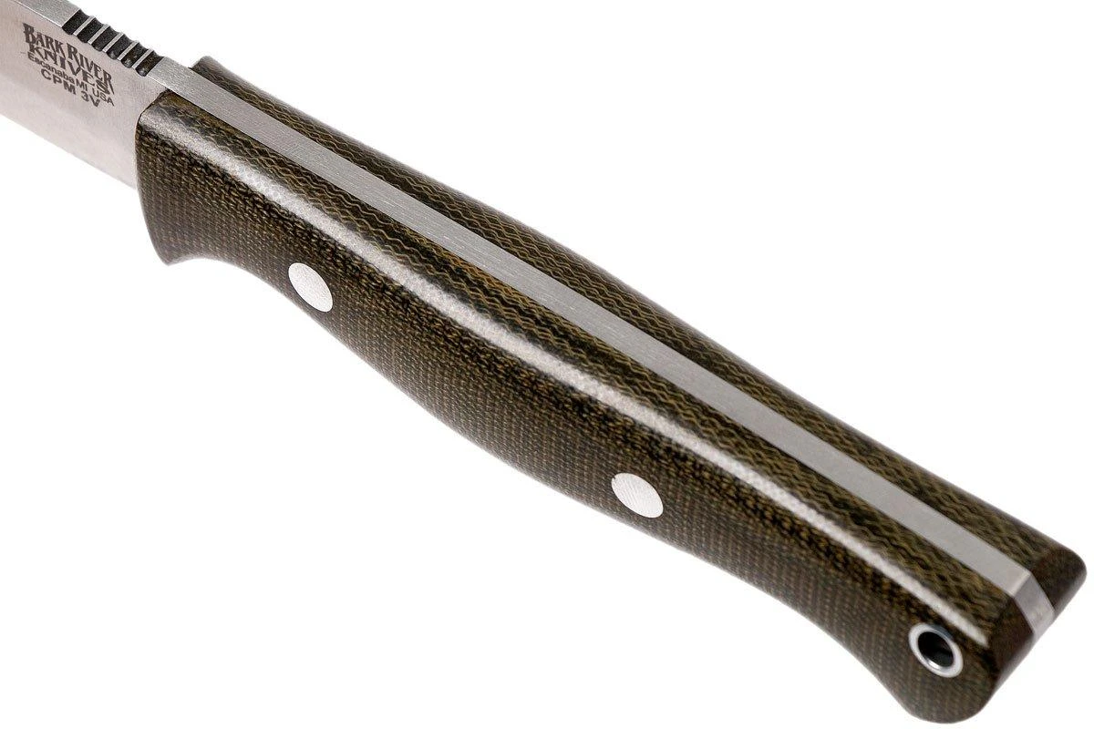 Bark River Gunny Scandi CPM 3V, Green Canvas Micarta, Funda Marrón 7 Bark River Gunny Scandi CPM 3V, Green Canvas Micarta, Funda Marrón - Image 5