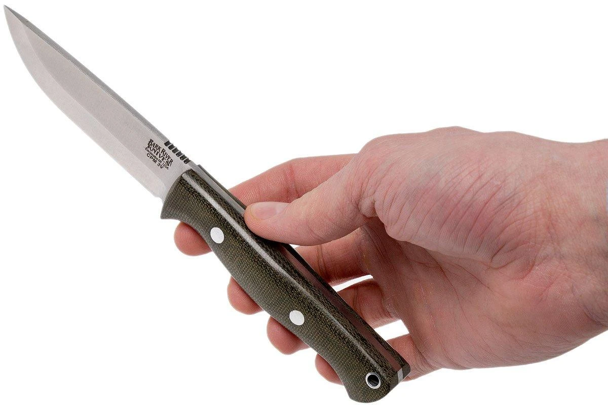 Bark River Gunny Scandi CPM 3V, Green Canvas Micarta, Funda Marrón 8 Bark River Gunny Scandi CPM 3V, Green Canvas Micarta, Funda Marrón - Image 6