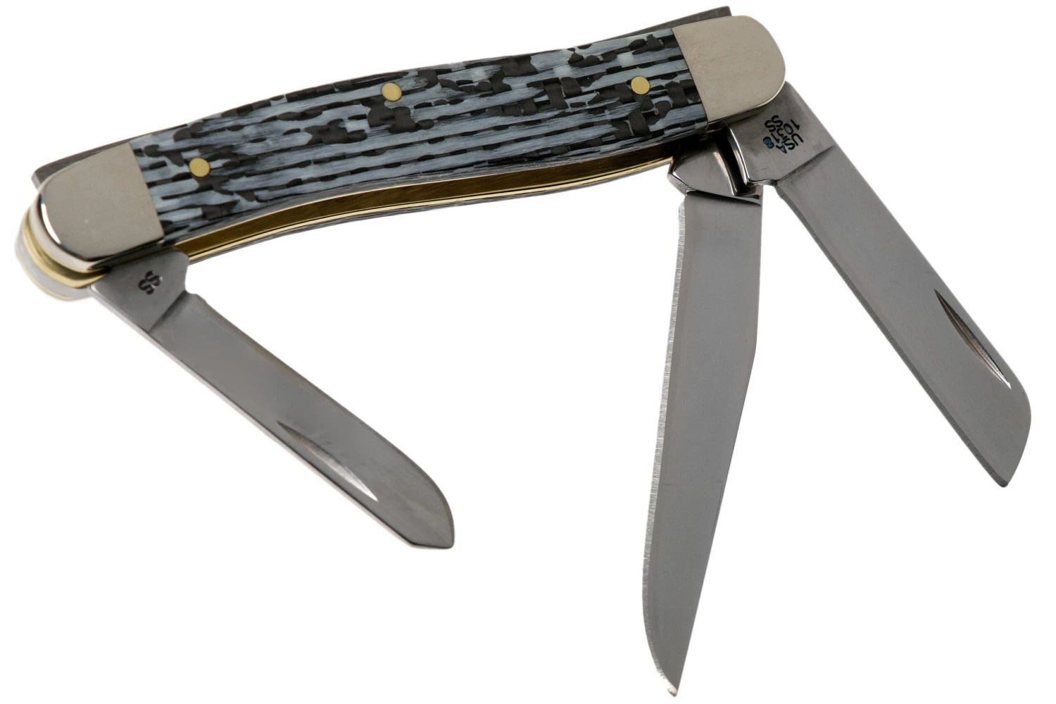 Case Medium Stockman White & Black Carbon Fiber-G10 Weave Smooth, 38923 10318 SS Navaja 4 Case Medium Stockman White & Black Carbon Fiber-G10 Weave Smooth, 38923 10318 SS Navaja - Image 2