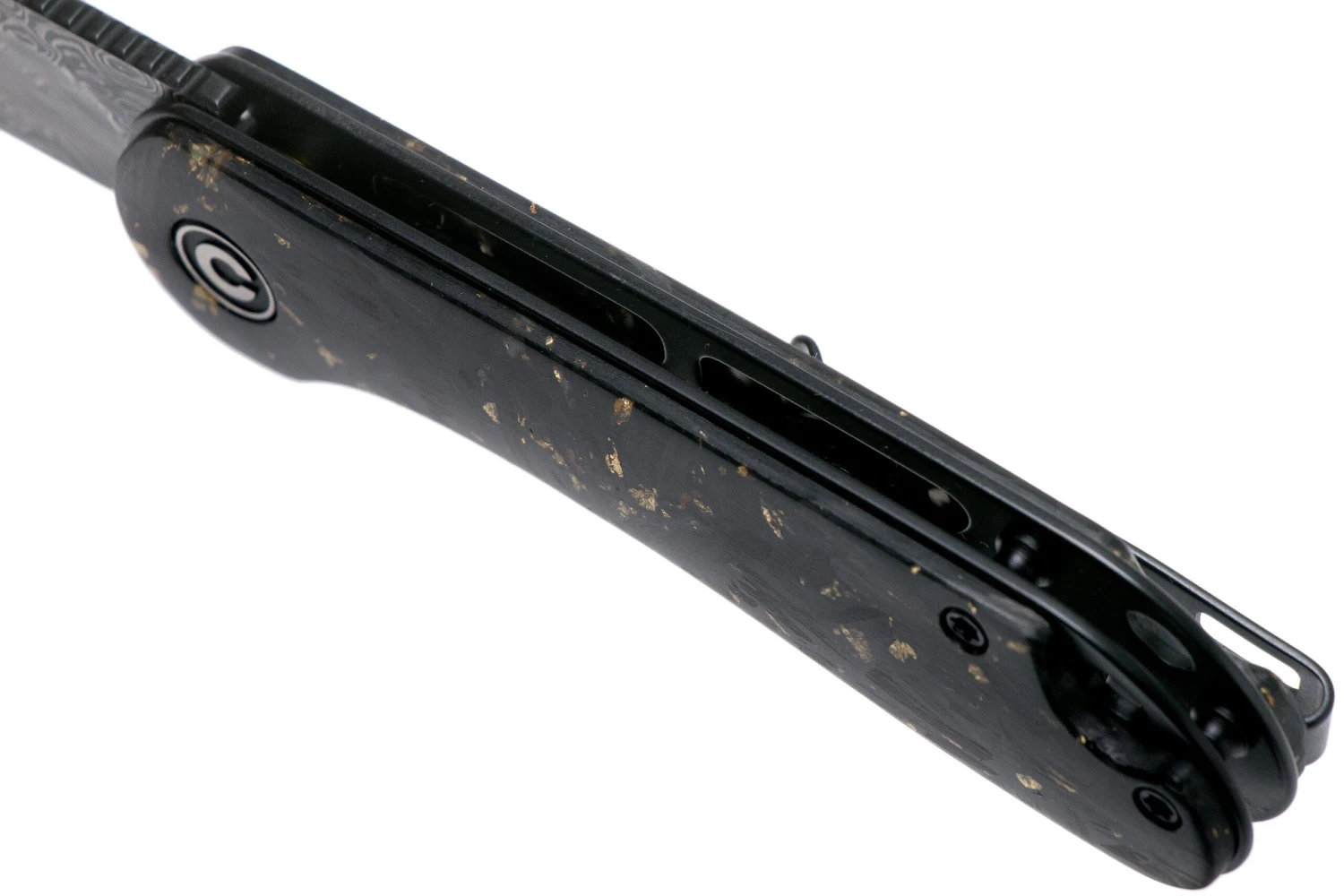 Civivi Elementum C907C-DS1 Damascus, Shredded Gold Carbon Fibre Navaja 9 Civivi Elementum C907C-DS1 Damascus, Shredded Gold Carbon Fibre Navaja - Image 7