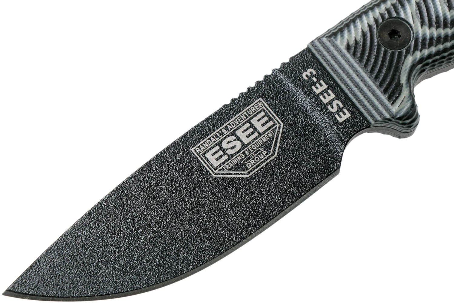 ESEE Model 3 Black Blade 3D Grey-Black G10 Cuchillo De Supervivencia 3PMB-002 Funda Negra + Clip Para Cinturón 5 ESEE Model 3 Black Blade 3D Grey-Black G10 Cuchillo De Supervivencia 3PMB-002 Funda Negra + Clip Para Cinturón - Image 3