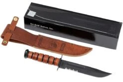 KA-BAR USMC 1218 Parcialmente Dentado Con Mango Y Funda De Cuero -Navaja Tienda KA1218 08 ka bar ka1218 08