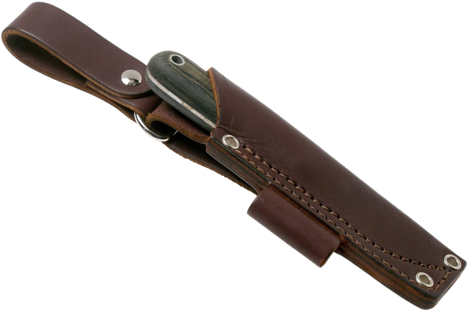 LT Wright Bushbaby HC, 1075, Matte Black Micarta, Leather Sheath, Cuchillo Bushcraft 8 LT Wright Bushbaby HC, 1075, Matte Black Micarta, Leather Sheath, Cuchillo Bushcraft - Image 6