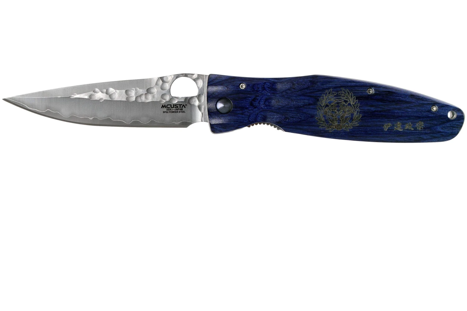 Mcusta MC-0186G Sengoku Date Masamune, Madera De Pakka Azul, Cuchillo De Caballero 3 Mcusta MC-0186G Sengoku Date Masamune, Madera De Pakka Azul, Cuchillo De Caballero