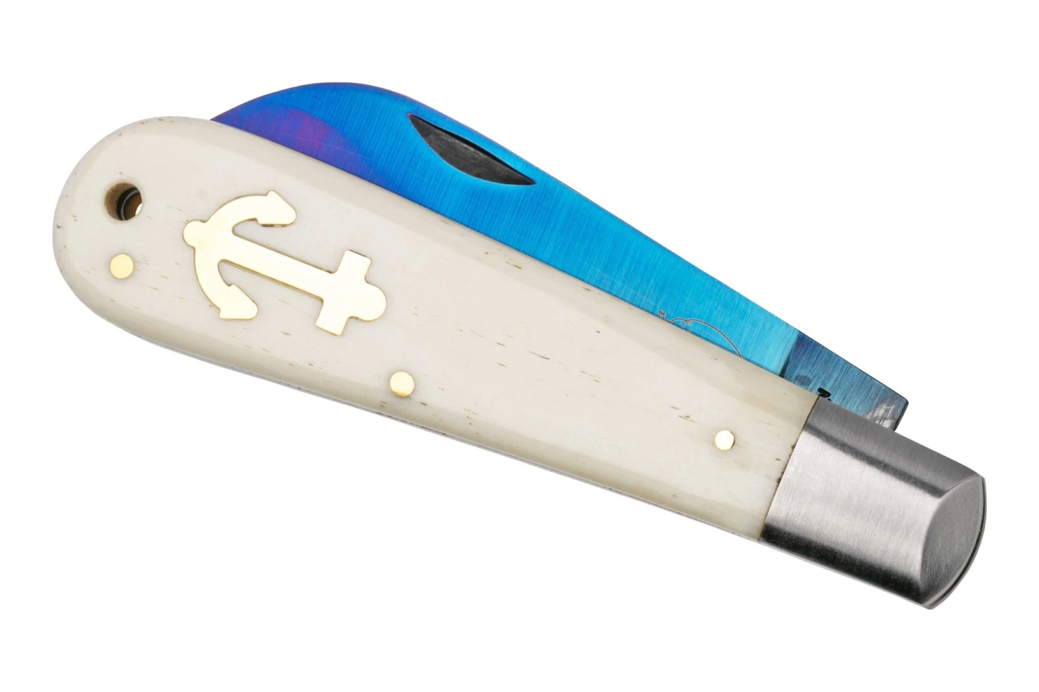 Otter Anchor Knife 173 KN M.L Large Blue Carbon, Bone, Brass Anchor, Navaja 6 Otter Anchor Knife 173 KN M.L Large Blue Carbon, Bone, Brass Anchor, Navaja - Image 4