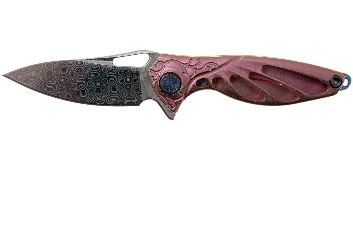 Rike Mini Hummingbird Navaja Damascus, Rosa 3 Rike Mini Hummingbird Navaja Damascus, Rosa