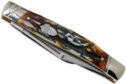 Rough Ryder Stockman Cinnamon Stag RR2160 Damascus Navaja Slipjoint -Navaja Tienda RY2160 04 rough ryder